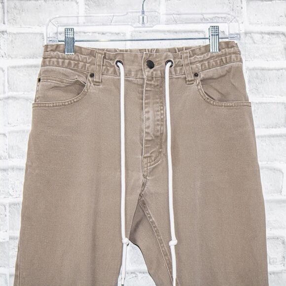 ONES STROKE Tokyo Jogger Pants Khaki Drawstring ankle zip Size Small - Picture 3 of 12